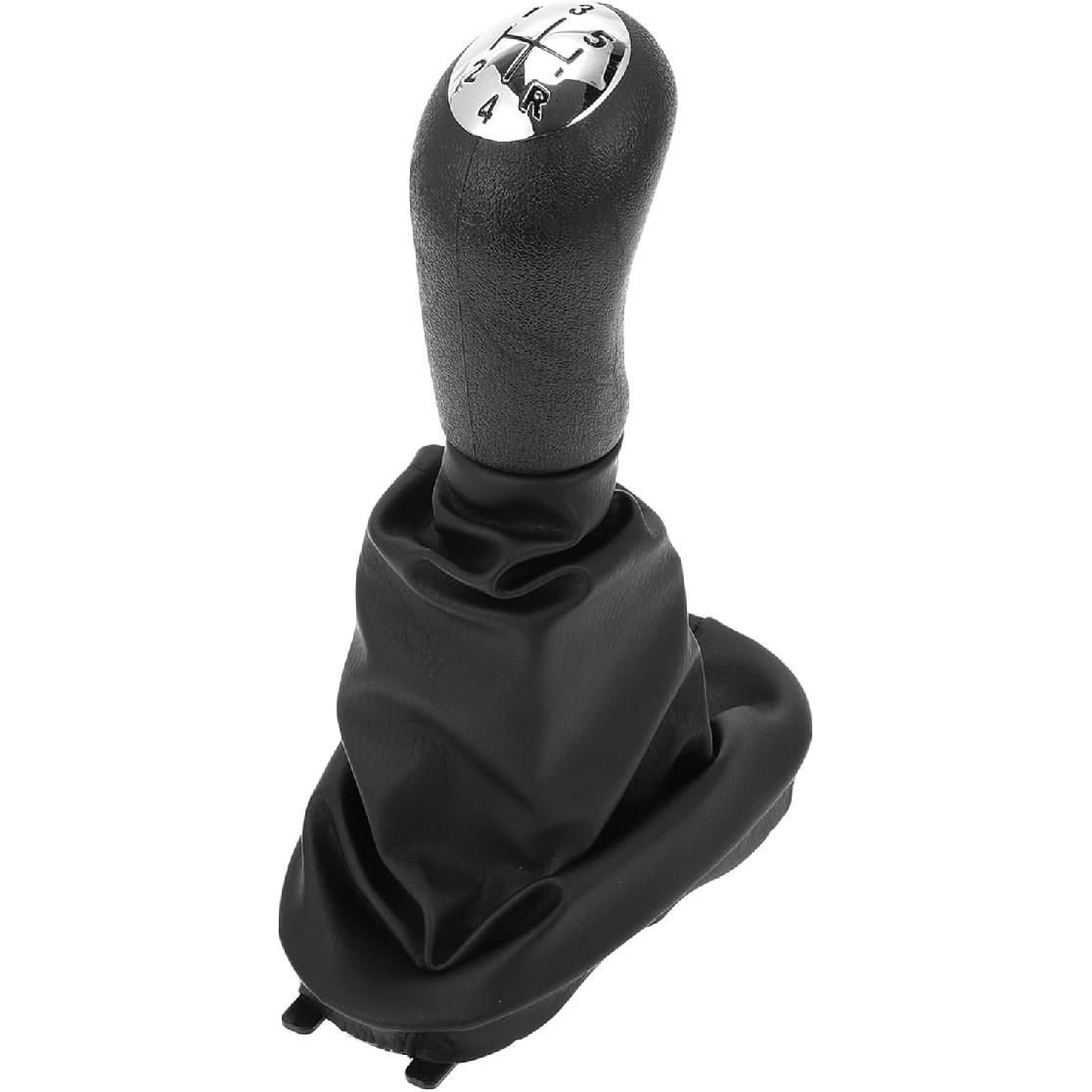 

5 Speed Manual Gear Shifter Knob with Cover for Renault Clio II | Gearbox Stick Shifter Lever Knob Black Chrome Silver Tone Plastic Faux Leather 1 Pc