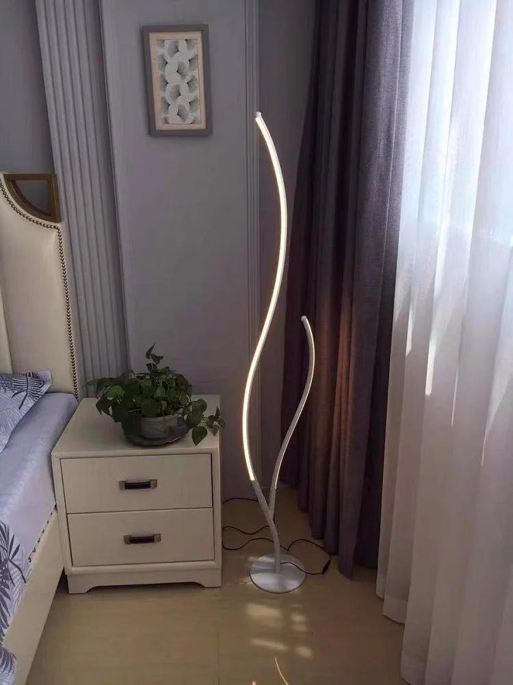 Modern Tree Led Floor Lamp Living Room Bedroom Indoor Lighting Bedside Foot Lamp Black White Corner Floor Standing Decor Fixture