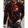 Oriental Dragon Printed Men's Long Sleeve T-shirt Autumn Daily Street Men's Fashion Long Sleeve T-shirt Casual Long Sleeve Top