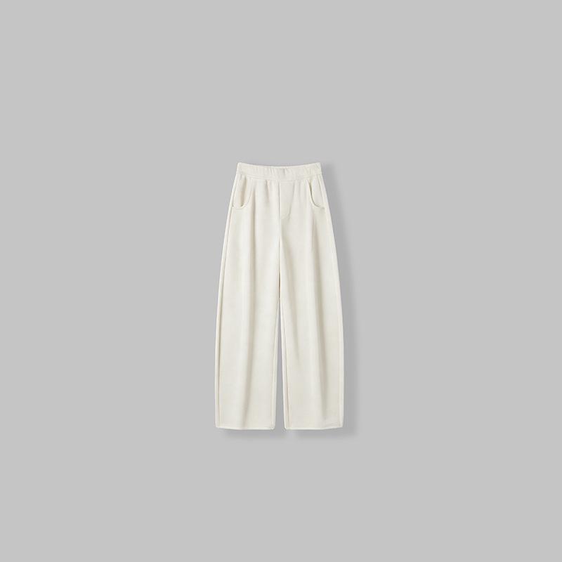 Women s Peach Wool Cocoon Pants, 3D Cut, Slim Ankle, Wide Leg, Autumn/Winter Style (FSY51528) Small