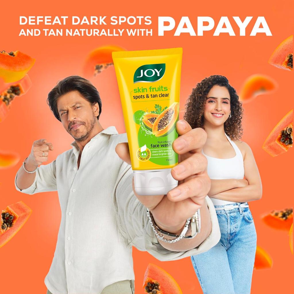 JOY Skin Fruits Spots & Tan Clear Face Wash 150ml X2 Pack With Papaya Vitamin C For Healthy Glowing Skin