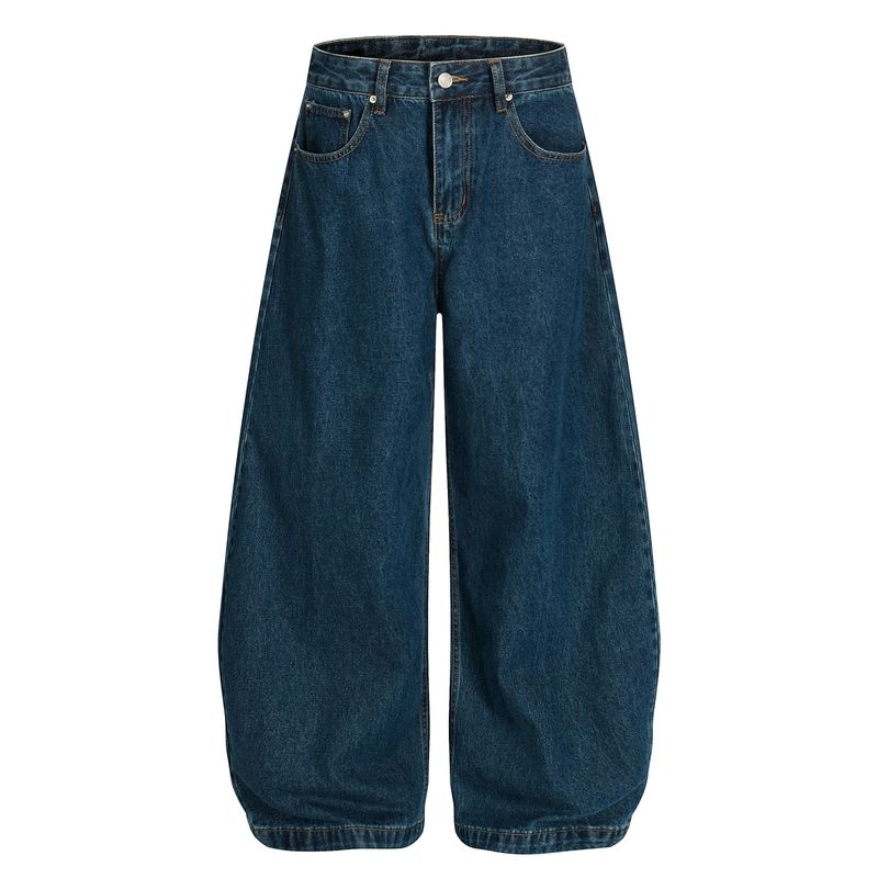 Kisko American Retro Embroidered Washed Vintage Wide-Leg Jeans Unisex Trendy Brand Relaxed Baggy Scimitar Pants