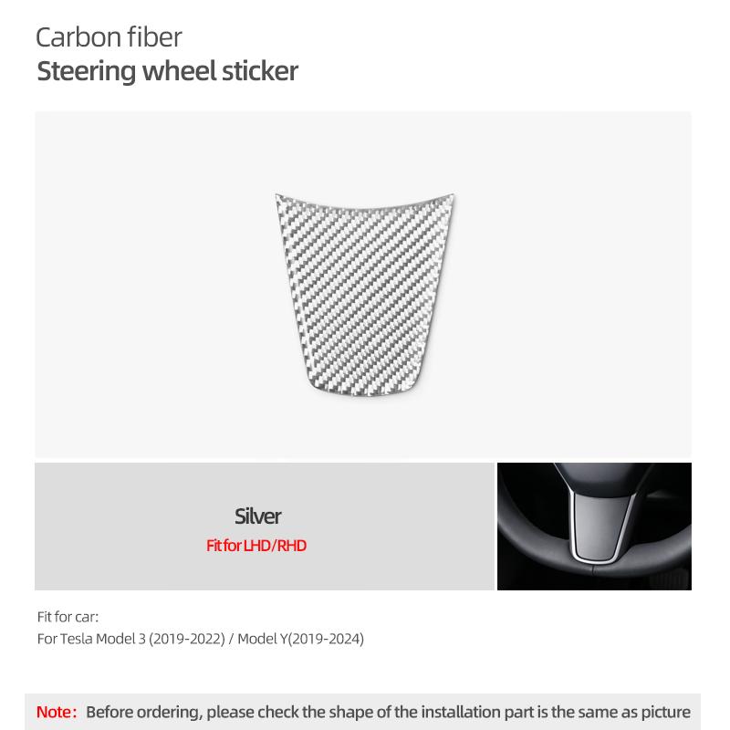 For Tesla Model 3 2019-2026 Model Y Carbon Fiber Steering Wheel Trim Patch Anti-Scratch Sticker Car Interior Tuning Accessories