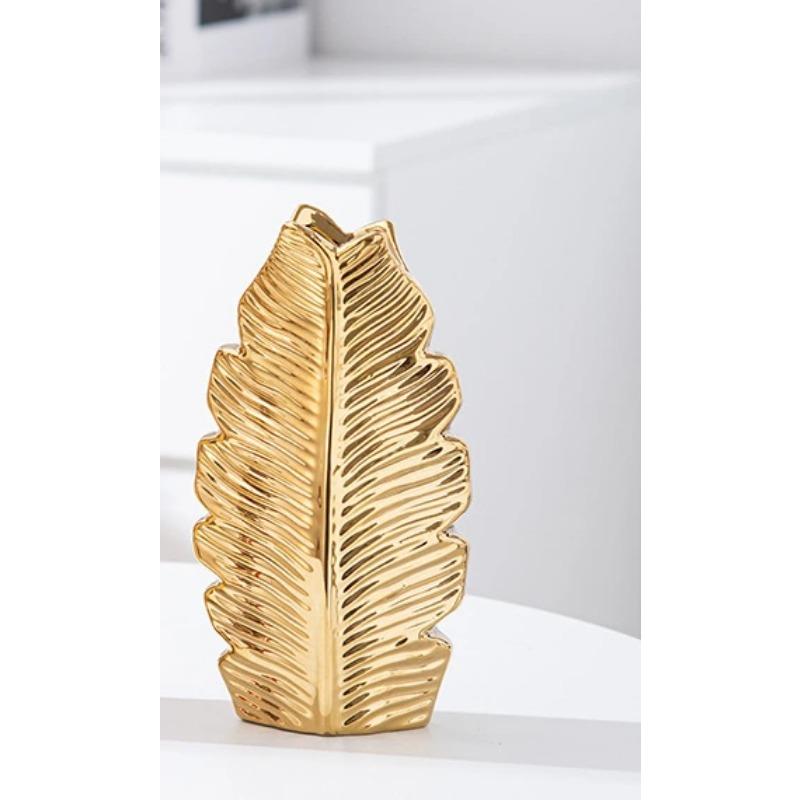 

Керамическая ваза Nordic Black Gold с гальваническим покрытием из листьев, современный минималистский стиль, украшение для гостиной, телевизора, тумбы