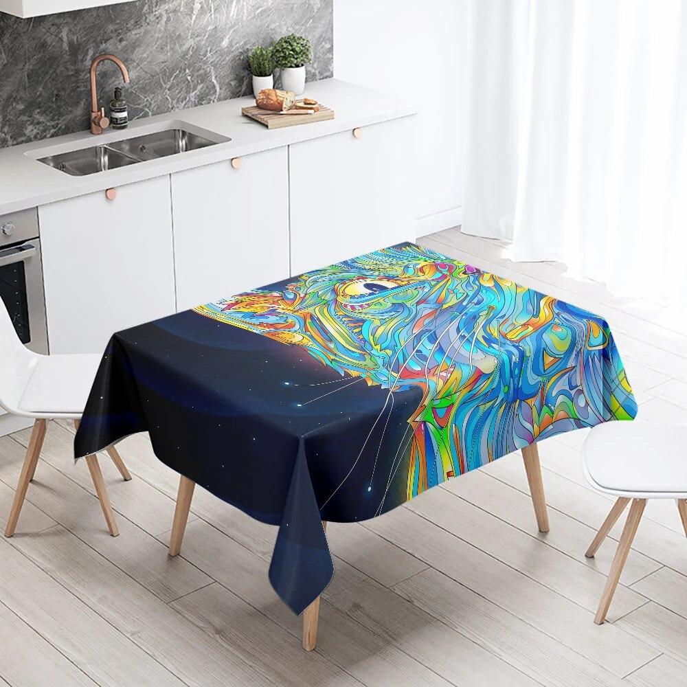 

Психоделическая красочная геометрическая скатерть прямоугольная против пятен ресторанный стол кухонное украшение для дома 40x70cm