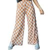 Women Wide-Leg Pants Checkerboard Elastic Waist Loose Trousers Spring Summer Casual Sweatpants Bottoms