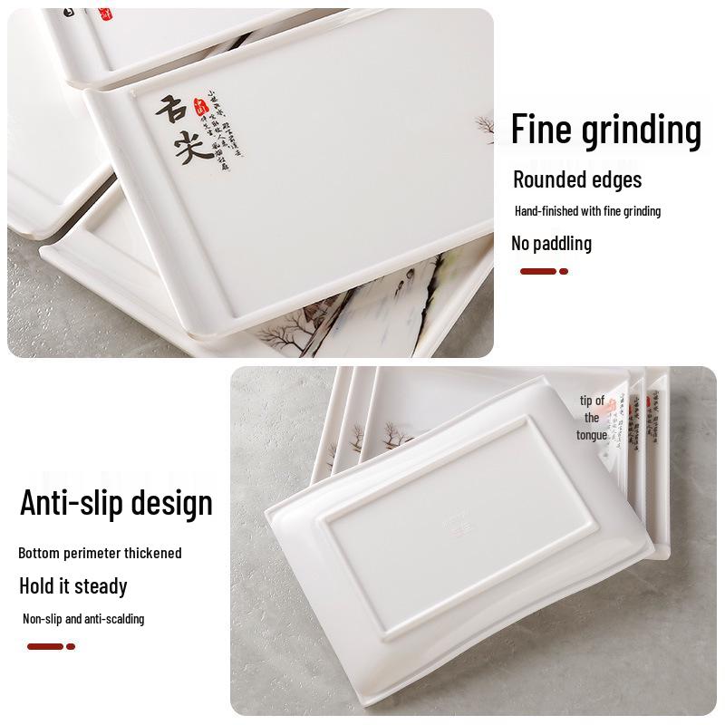 Imitation Porcelain Rectangular Plate for Cold Dishes, Barbecue, Sushi, and Braised Dishes