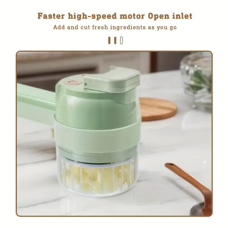 Multi Functional Portable Wireless Vegetable Processing Machine Electric 4-in-1 Vegetable Cutting Machine Set Suitable For Garlic, Chili, Celery, Meat