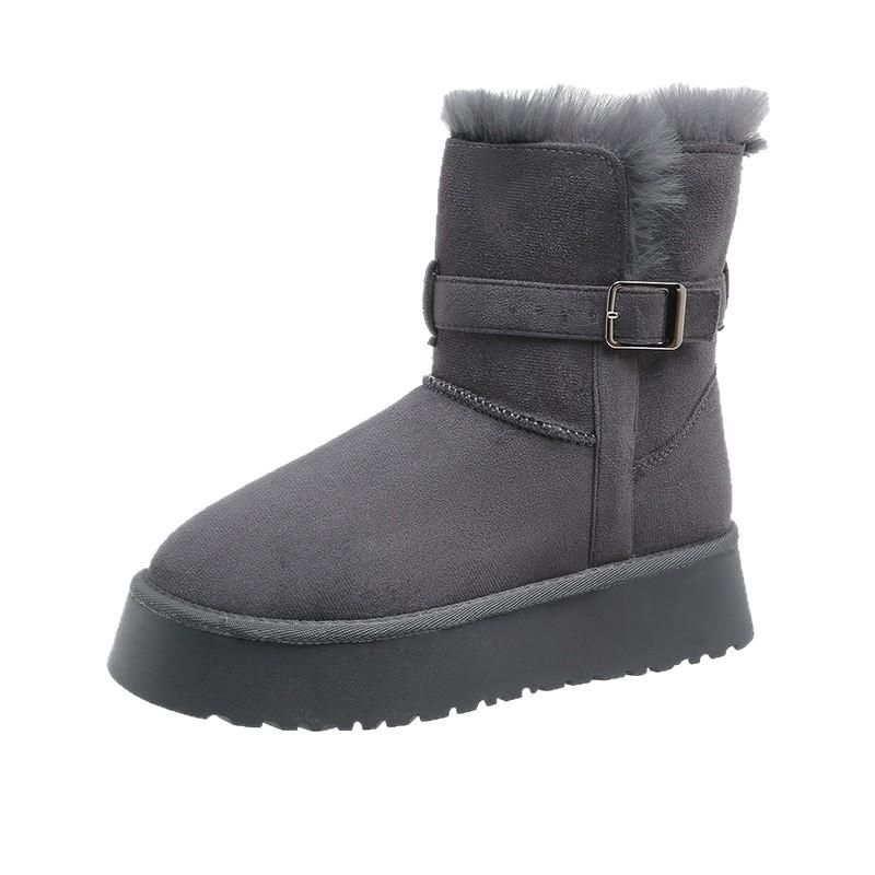 Thick-soled snow boots women's winter velvet thickened 2025 new fashion versatile belt buckle warm medium tube Martin boots