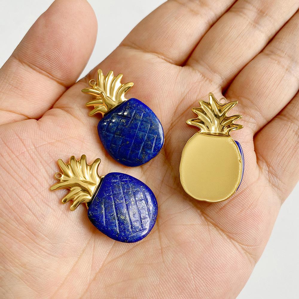 1pc Pineapple shaped natural stone pendant For Jewelry Making Diy