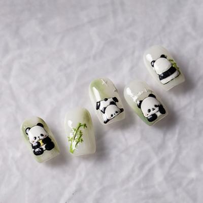 Karikatür Panda Nail Art Etiket 5D Bambu Mektup Su Geçirmez PET Kendinden yapışkanlı Kadın Kızlar Sahte Tırnak Dekorasyon Çıkartması Parti Malzemeleri Hediye