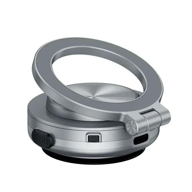 

Вакуумный держатель для телефона в автомобиль Вращение на 360° Магнитная присоска Складная подставка Кронштейн для GPS Для Magsafe iPhone1614 13 12 Pro Max Крепление серебряный