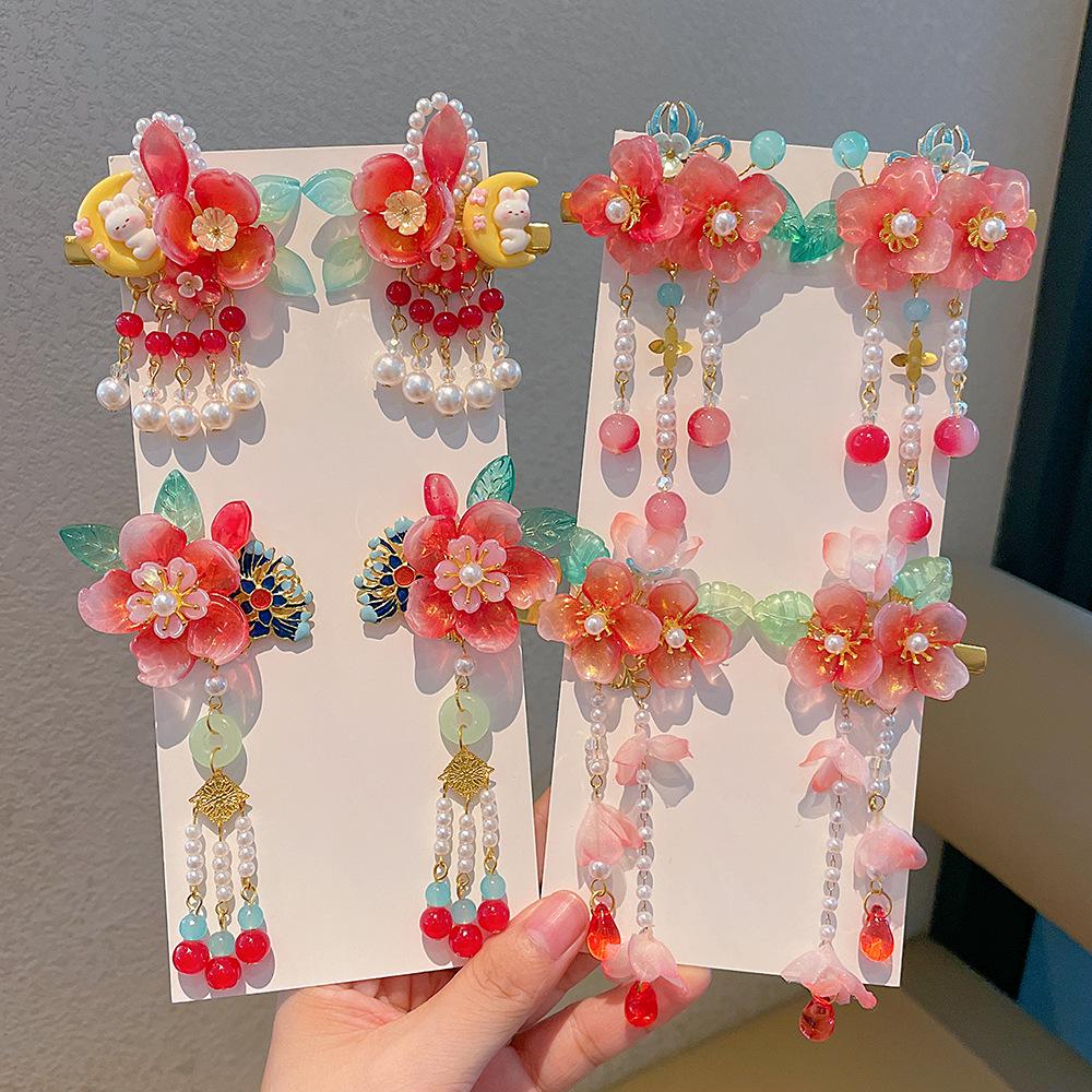 Mid-Autumn Festival Rabbit Hanfu Hair Clip – Ancient Style Fairy Bowknot Headdress for Children