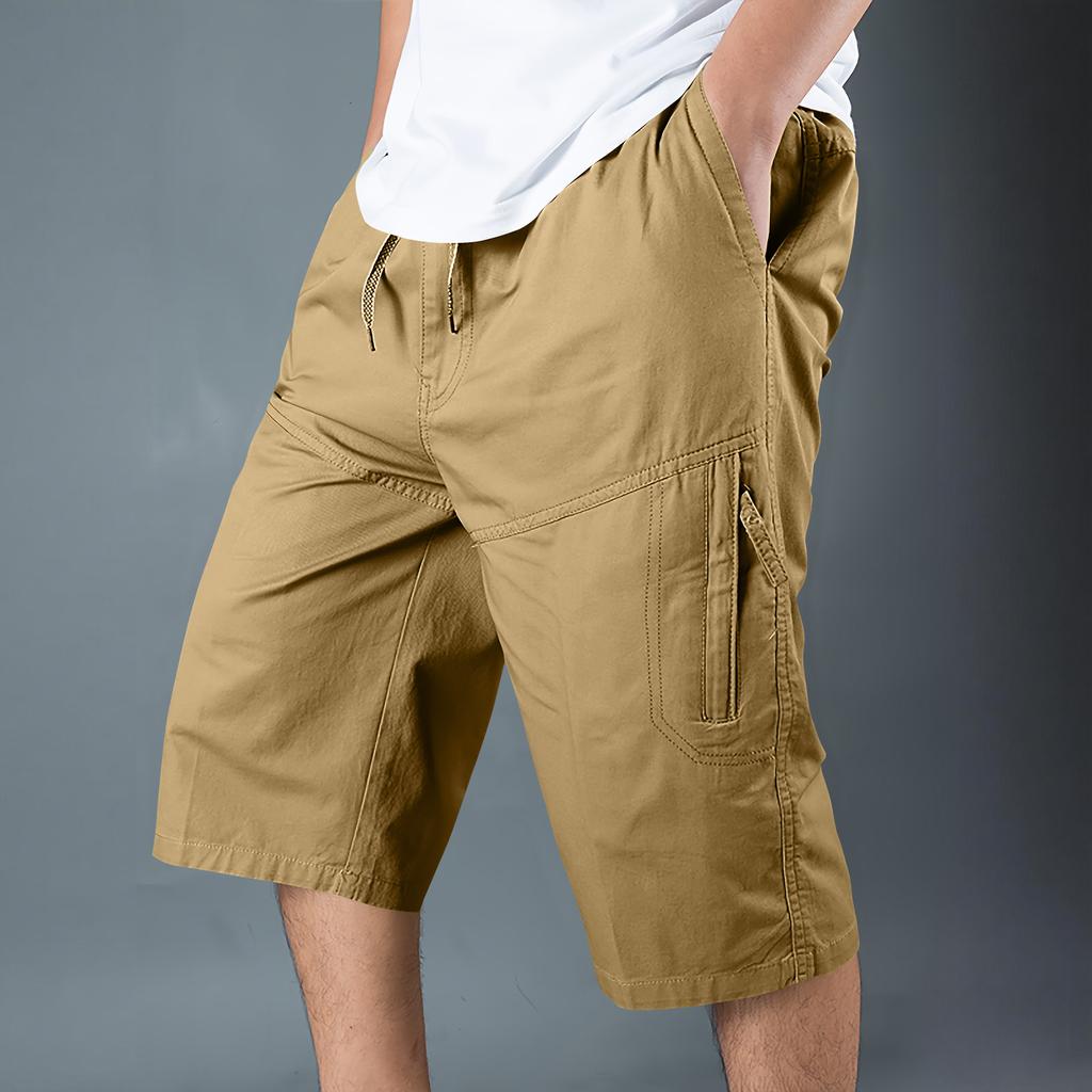 Leichte lässige Herren-Cargo-Shorts mit mehreren Taschen, Kordelzug in der Taille, lockere Passform für Outdoor-Aktivitäten und den täglichen Gebrauch