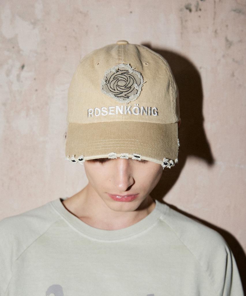 FREEMARIO Rose War Damaged Ball Cap [Beige]