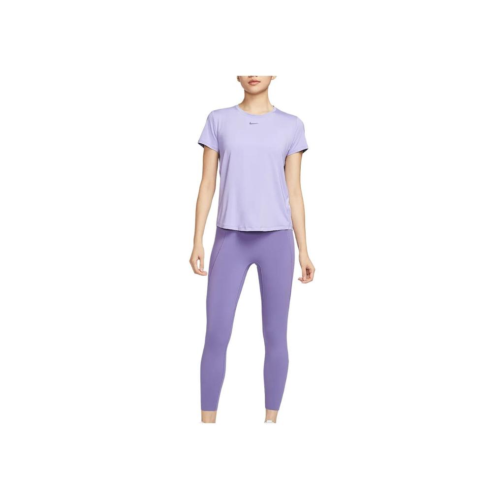 Nike Dri-Fit One Classic Short Sleeve Top Fashion Logo Women Tops Purple FN2799533