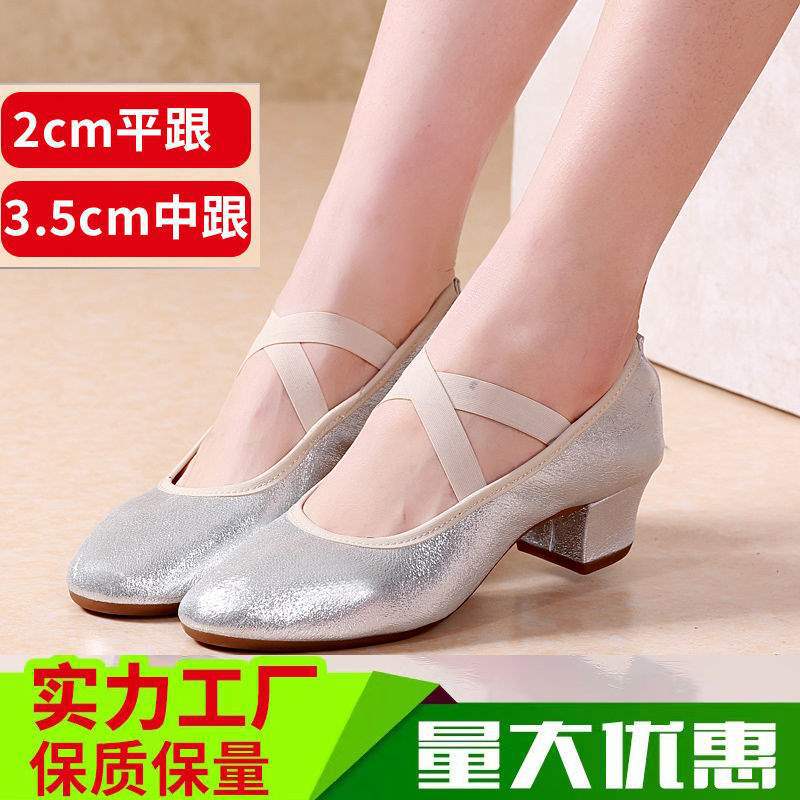 Dance Shoes Women's Soft Sole Adult Square Dance Women's Shoes Four Seasons Middle Heel Shoes Performance Latin Dance Shoes Performance Dance Shoes