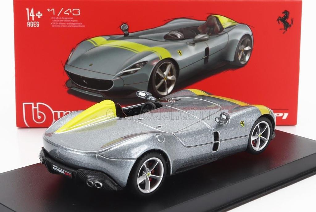 Bburago Ferrari Monza Diecast Car 1/43 Scale FERRARI MONZA SP1 2018 (Silver) Signature Series [Parallel Import]