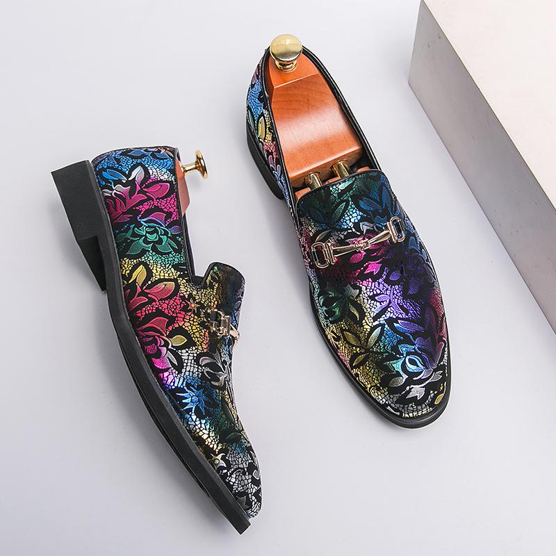 Designer New Men Dress Leather Shoes For Male Luxury British Colours National Pattern Oxfords Gentleman Wedding Prom Footwear