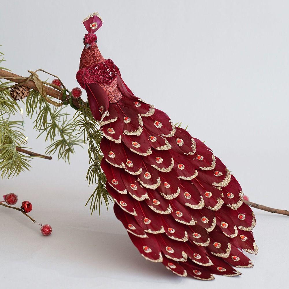 Realistic Feathers Christmas Peacock Decoration Shimmering Peacock Doll Toy 2025 Navidad Decor