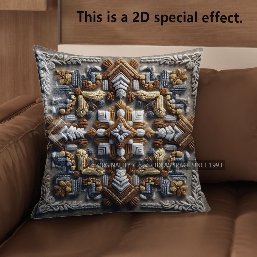 2D Colorful Embroidered Pattern Digital Pillow Covers Pattern Cushion Cover Suitable For Sofa Bedroom Car Pillow Cover