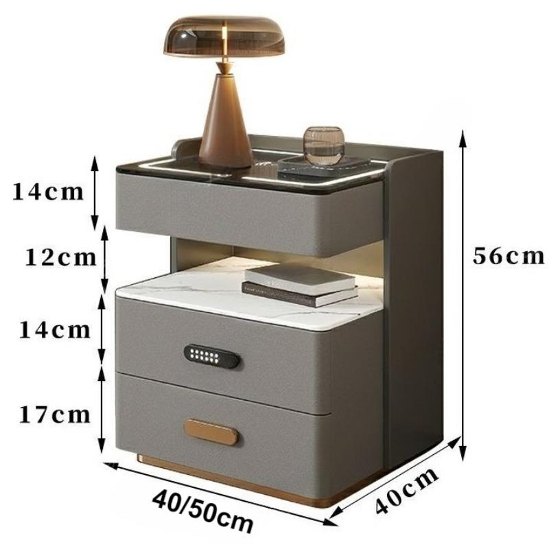 Smart Bedside Tables Luxury Night Table Aesthetic Wireless Charging Nightstand Modern Multifunctional LED Light Nightstands