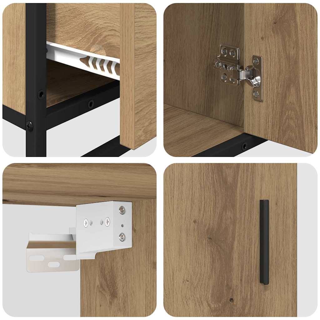 Bathroom Furniture Set with Shelf 3 Pcs Artisan Oak Wood Based Material