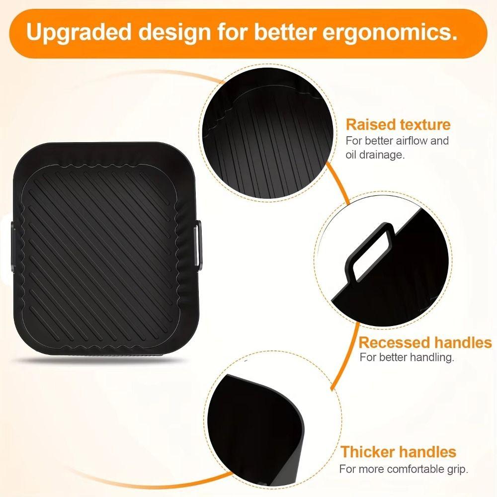Reusable Dual Basket Baking Tray 6L/3L Air Fryer Silicone Pot Air Fryer Basket  Splash Guard Tool