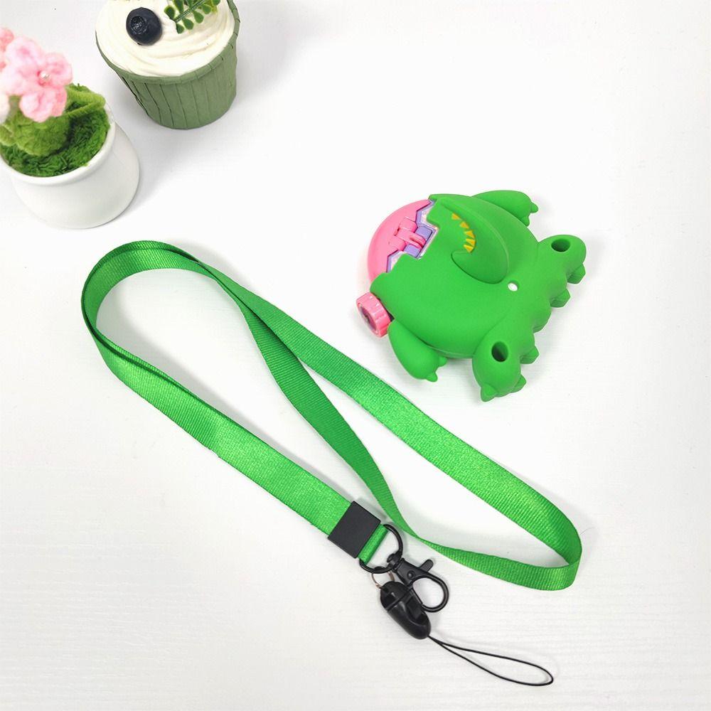 Silicone Protective Case Anti-Scratch Shockproof Skin Cover Sleeve Cartoon Dinosaur with Lanyard for Tamagotchi Paradise