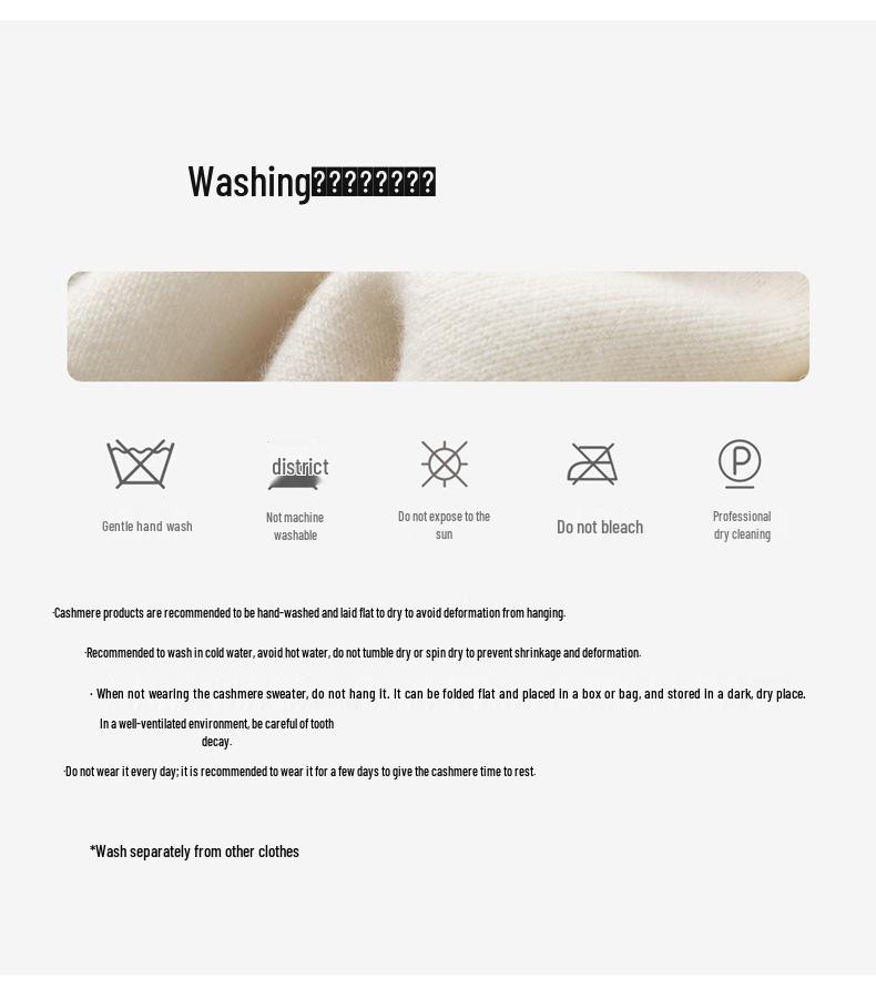 Cashmere Seven-Stitch Round Neck Loose Mid-Length Split Hem Knitted Sweater