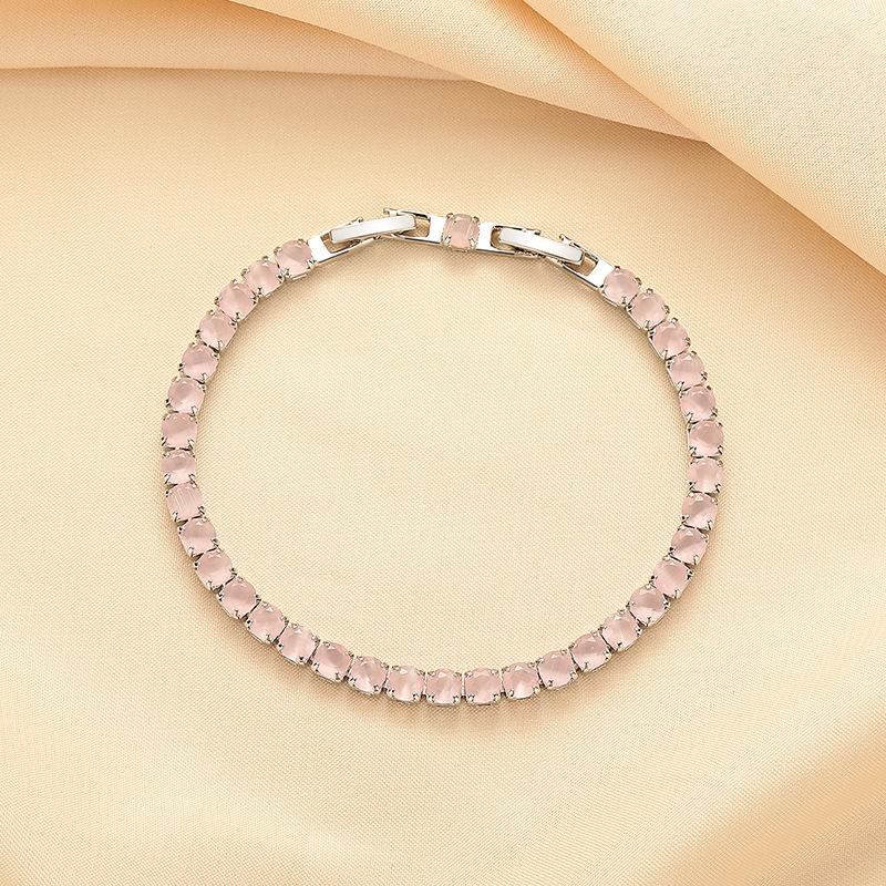 

Модный браслет с цирконами 4 мм, розовый и белый