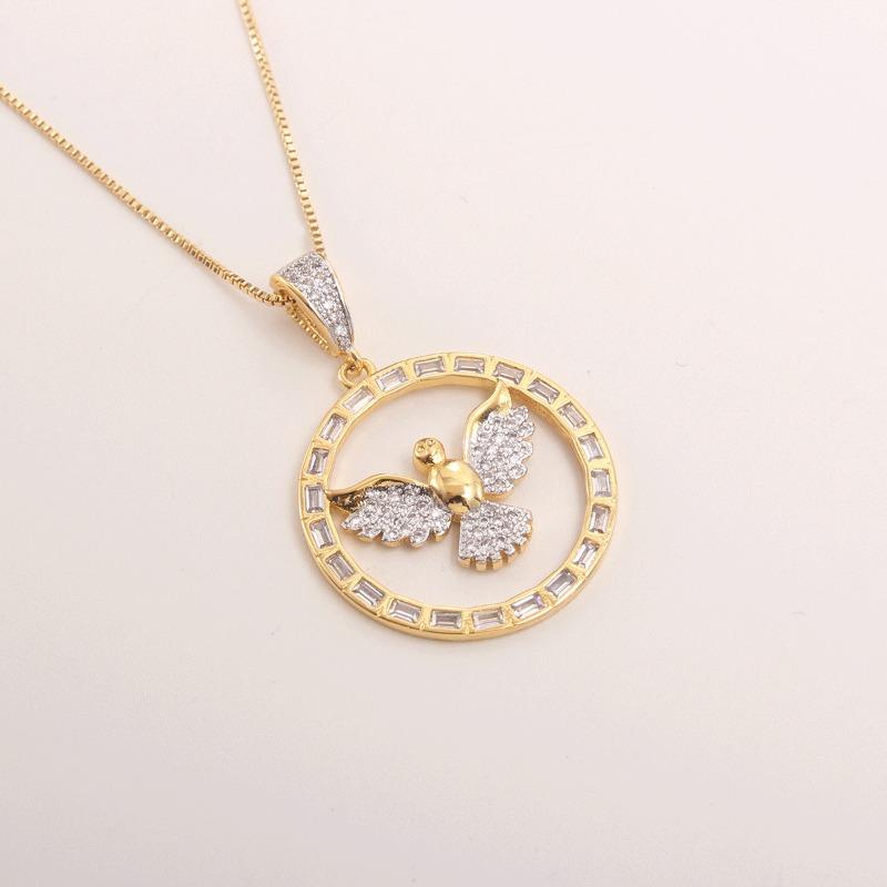 Holy Spirit Bird Women's Pendant Necklace Set with Zirconia Multi-color Decorative Necklace