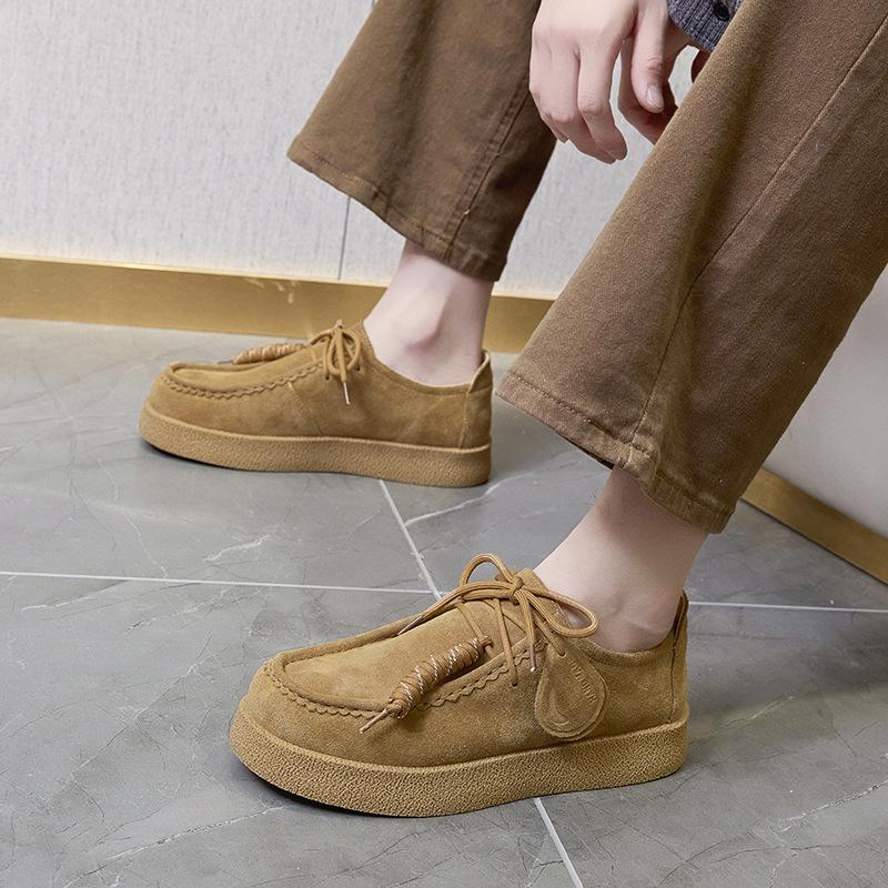 Retro Casual Men Shoes Suede Leather Loafers Male Sneakers Comfor Soft Sole Driving footwear Fashion no slip Walking Flats