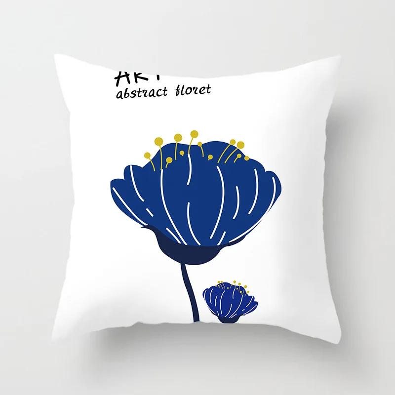 45x45cm Abstrakte Geometrische Berg Kissenbezug Blau Polyester Sofa Hotel Büro Sitzkissenbezug Heimdekoration