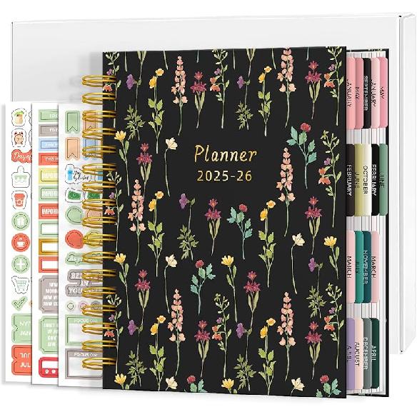 18 Month Weekly & Monthly Planner 2025 Spiral Bound Hard Cover Planner with Stickers & Gift Box, Jan 2025- Jul 2026 Large Daily Notebook