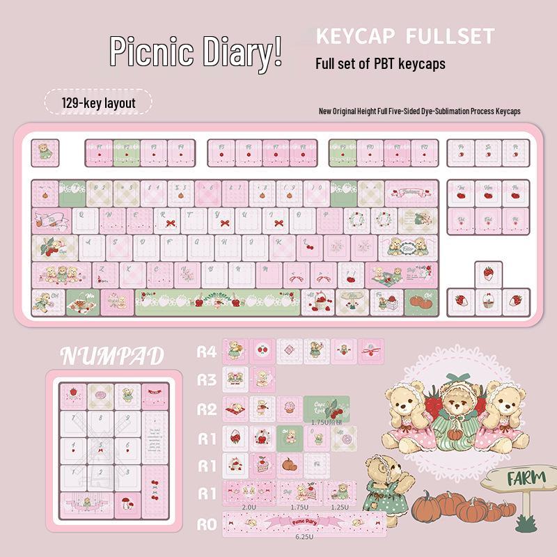 

Picnic Day Original Keycaps: Customizable Dye-Sublimation Style with Magnetic Switches, Compatible with Keychron & Wolf Tooth (Model 606168)