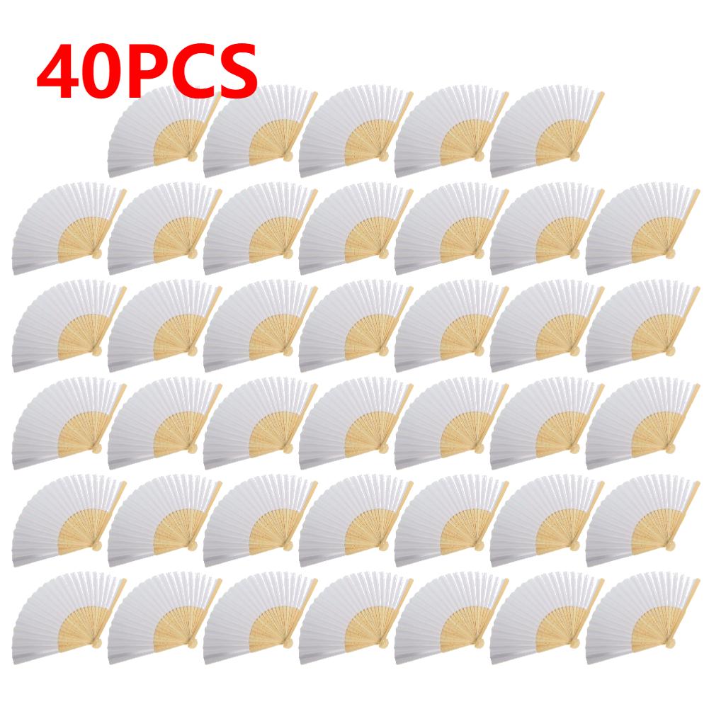 1-50 Stück DIY Papier Bambus Faltfächer Blanko Weiß Faltfächer Hochzeitsgeschenke Erwachsene Kinder Kalligraphie Malerei Übungsfächer