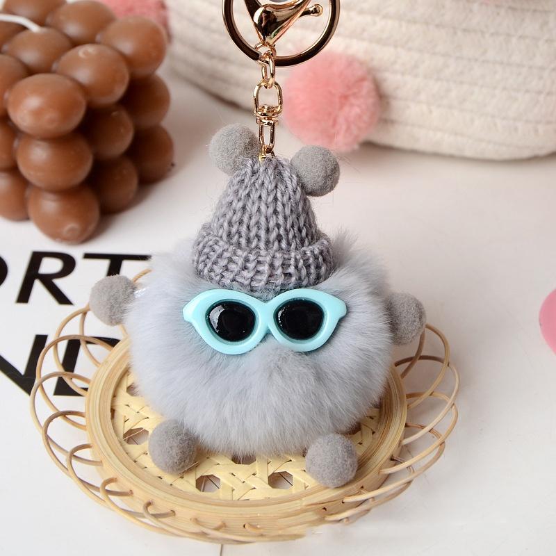 Cute Fluffy Elf Car Keychain With Real Rabbit Fur Ball