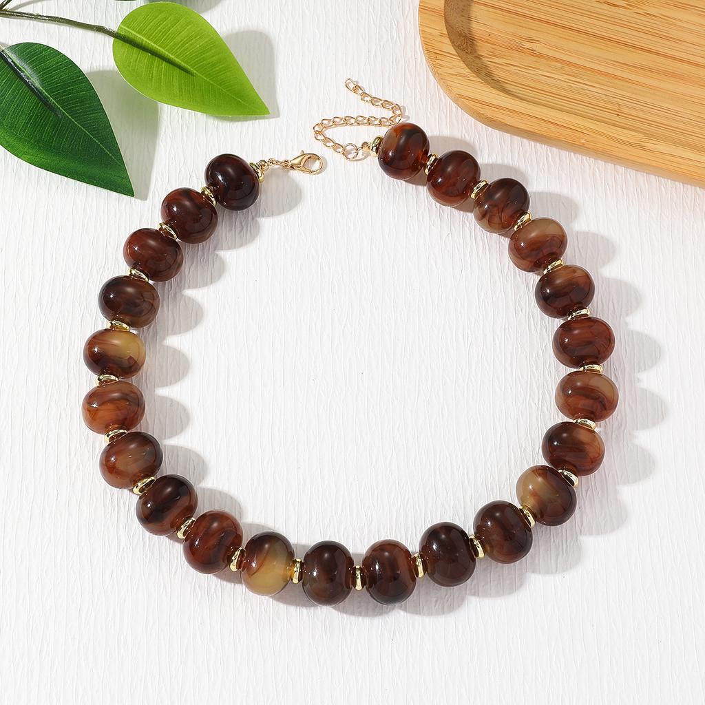 Maillard Oval Resin Beads Choker Necklace for Women Jewelry Accessories