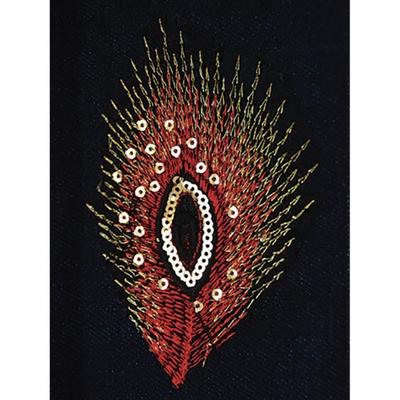 Thermo Embroidery Motif - Red Feather - 11x7cm - Ideal for Sewing - Easy To Apply