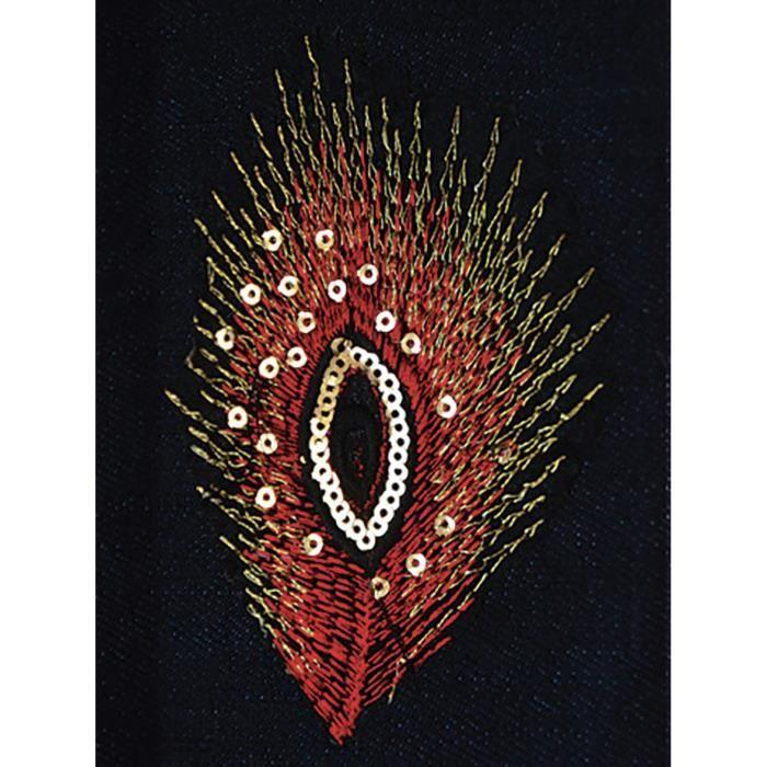 Thermo Embroidery Motif - Red Feather - 11x7cm - Ideal for Sewing - Easy To Apply