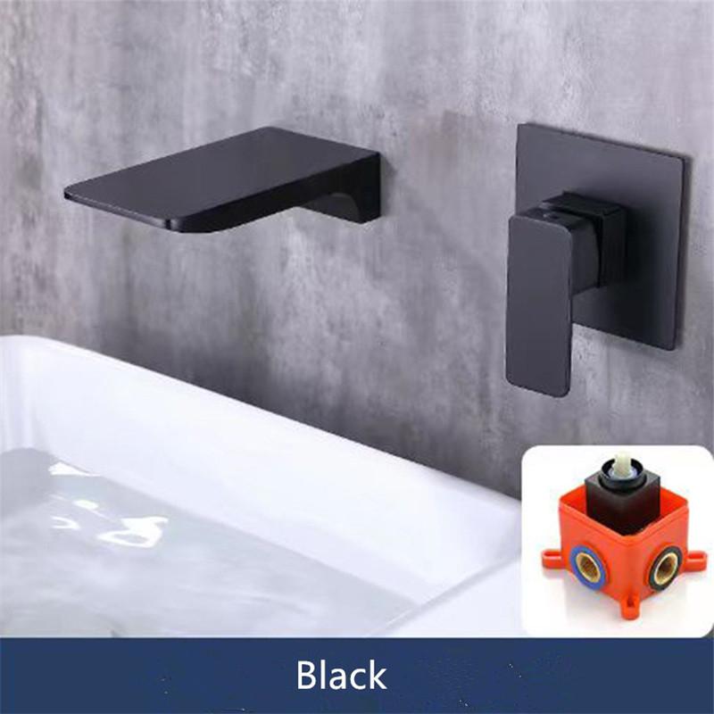 

Черный смеситель для ванной комнаты, настенный смеситель для раковины, матовый золотой смеситель-водопад, набор смесителей, комбинированный латунный кран Blanoir