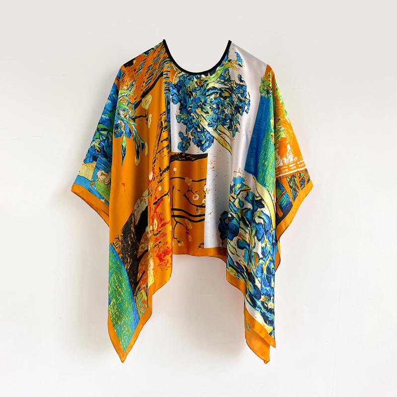 

110Cm Luxury Design Flower Large Square Scarf Faux Silk Scarf Women S Square Scarf Ladies Fashion Shawl Echarpe