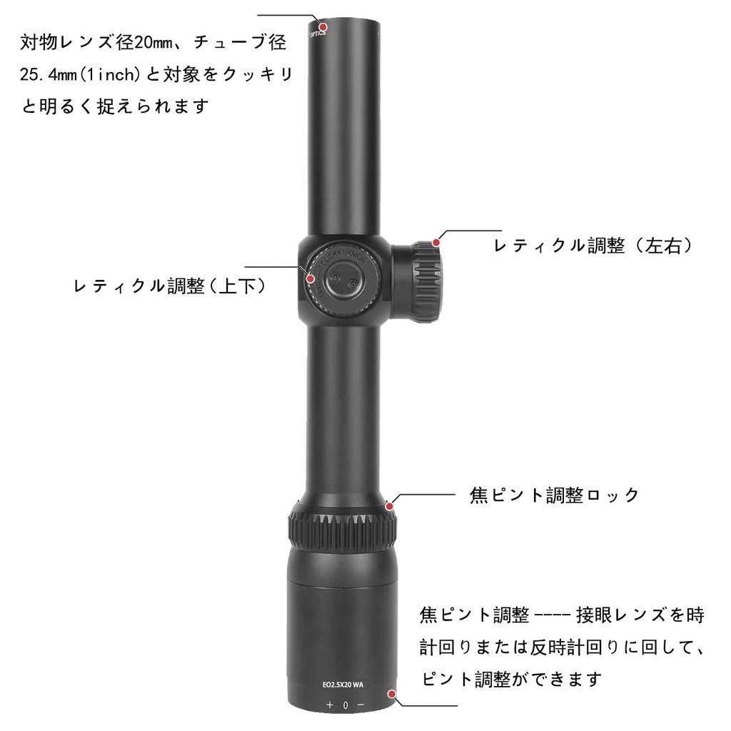 T-EAGLE 2.5x20 Short Scope Rifle Scope Mildot Scope with 20mm High Mount Ring