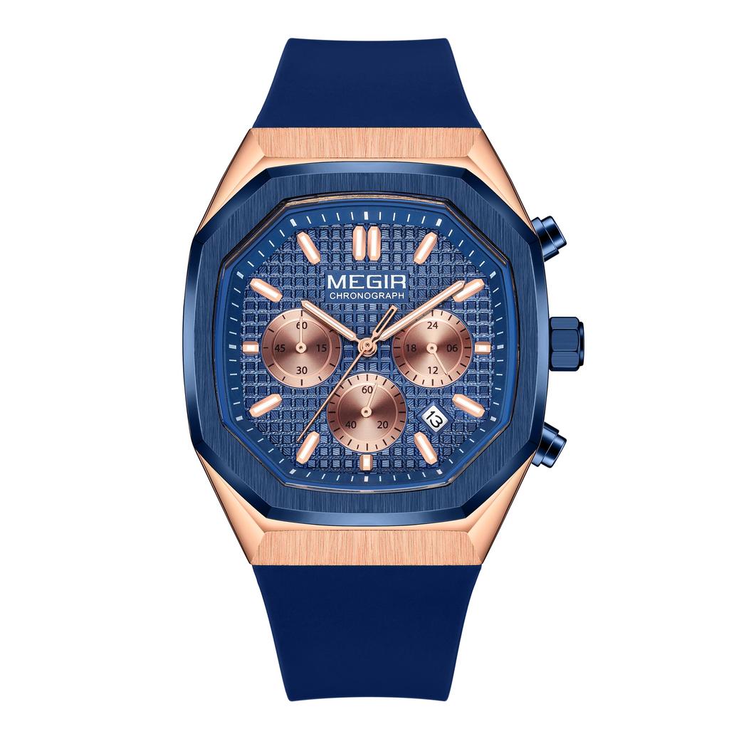 MEGIR Chronograph Fashion Sport Casual Watches for Men Silicone Waterproof Quartz Wristwatch Date Clock Reloj Hombre 2215