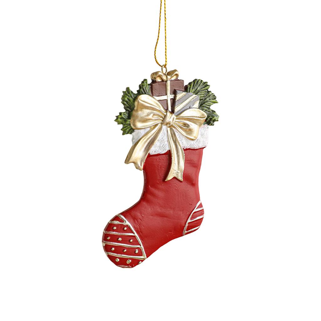 Christmas Tree Ornament Resin Hand-Painted Hanging Decor With Rope Vintage Bell Pendant For Holiday Home Party Decoration