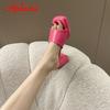 Aphixta Plus Size 45 46 Cool 7cm Chunky Heels Platform Women Flip Flops Summer Peep Toe Slides White Baby Pink Shoes