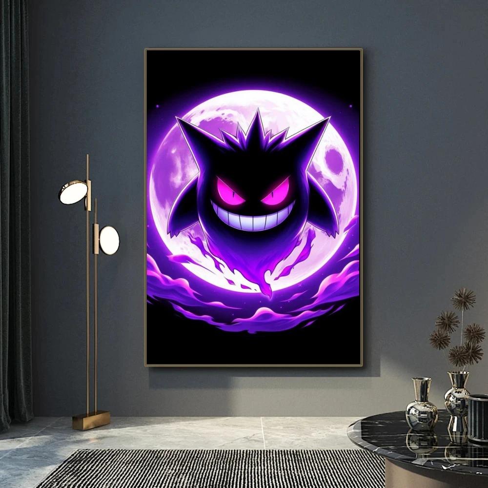 Gengar Themed Room Decor Painting Fantasy Dark Style Hd Canvas Poster Print High Quality Artwork for Pokemon Enthusiasts