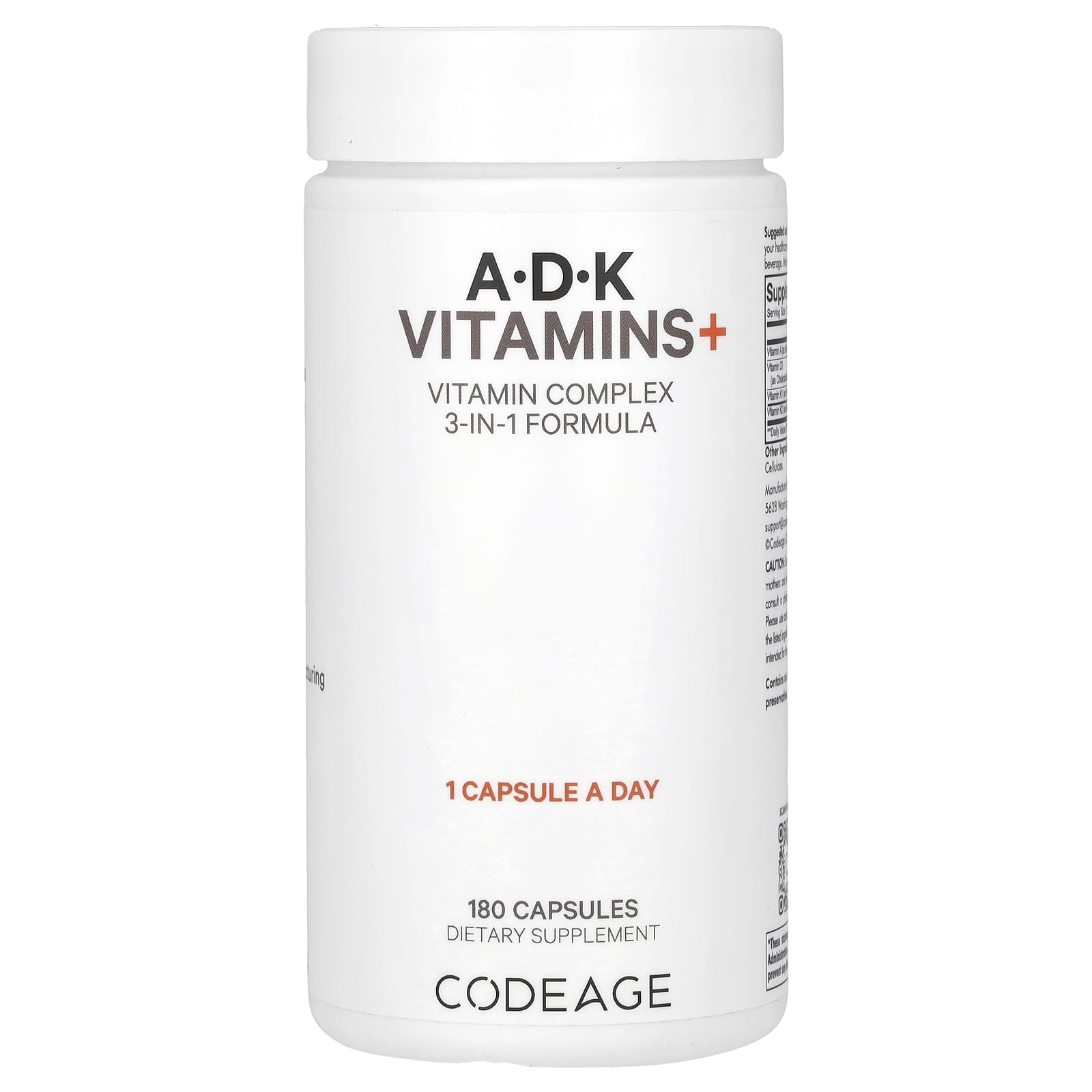 

Vitamin A, D, K, 180 Capsules