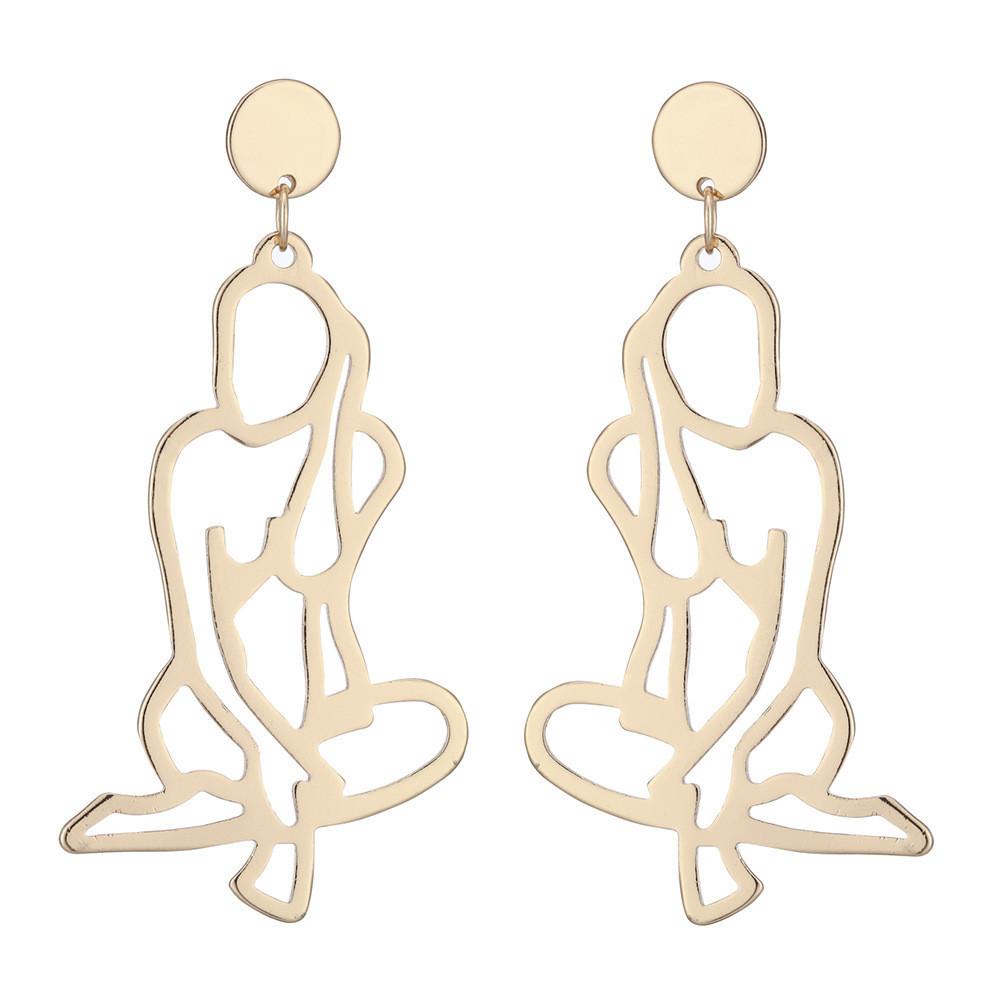 Trendy Alloy Hollow Geometric Earrings Stylish Simple Fashion Accessories